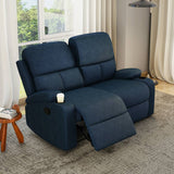 Matt 2 Seater Recliner Sofa with Cup Holder (Blue)