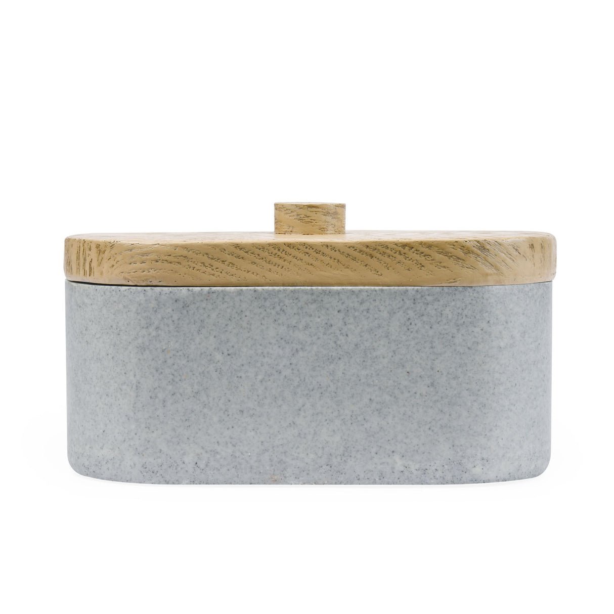 Wooden Finish Polyresin Oval Storage Box Organiser (Grey)