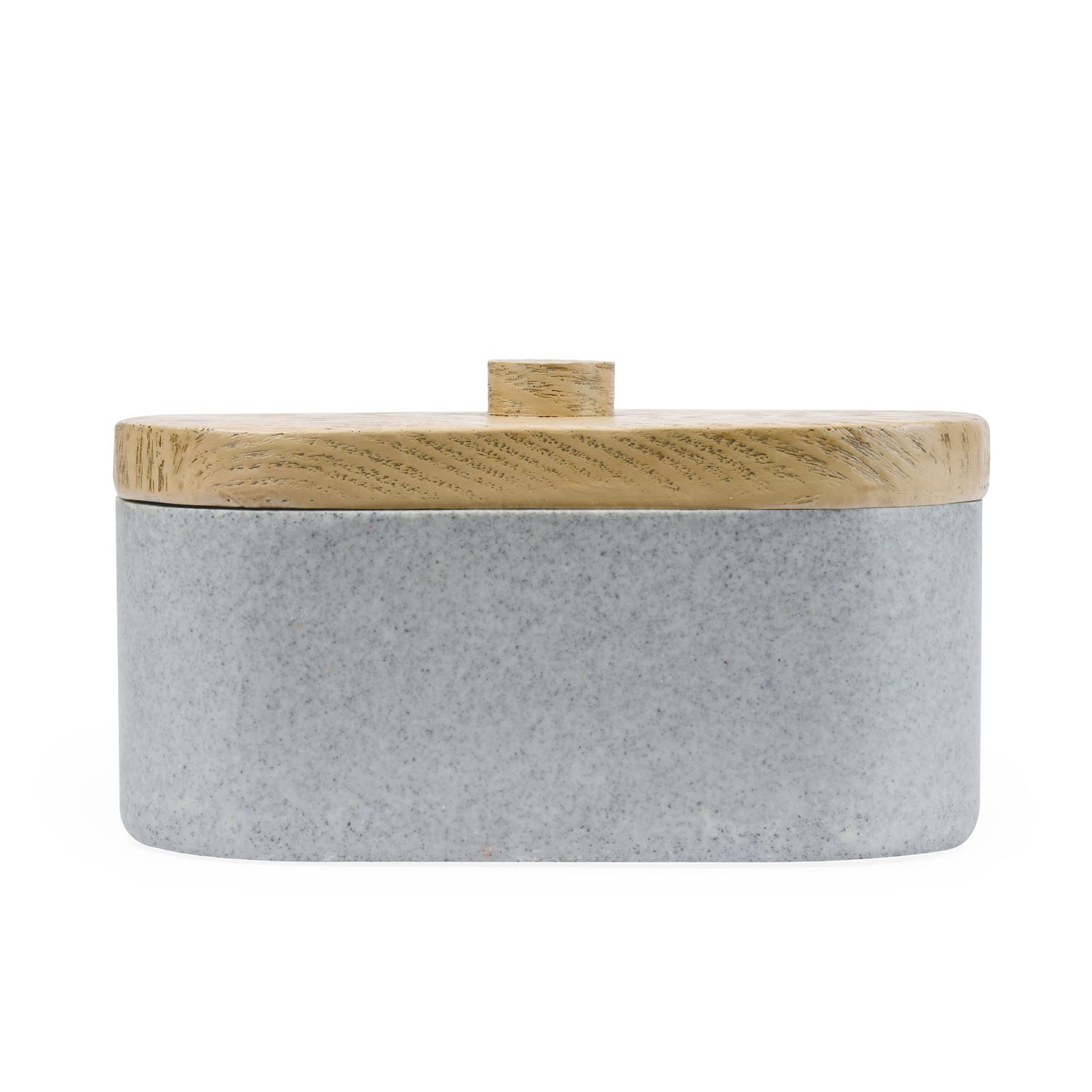 Wooden Finish Polyresin Oval Storage Box Organiser (Grey)