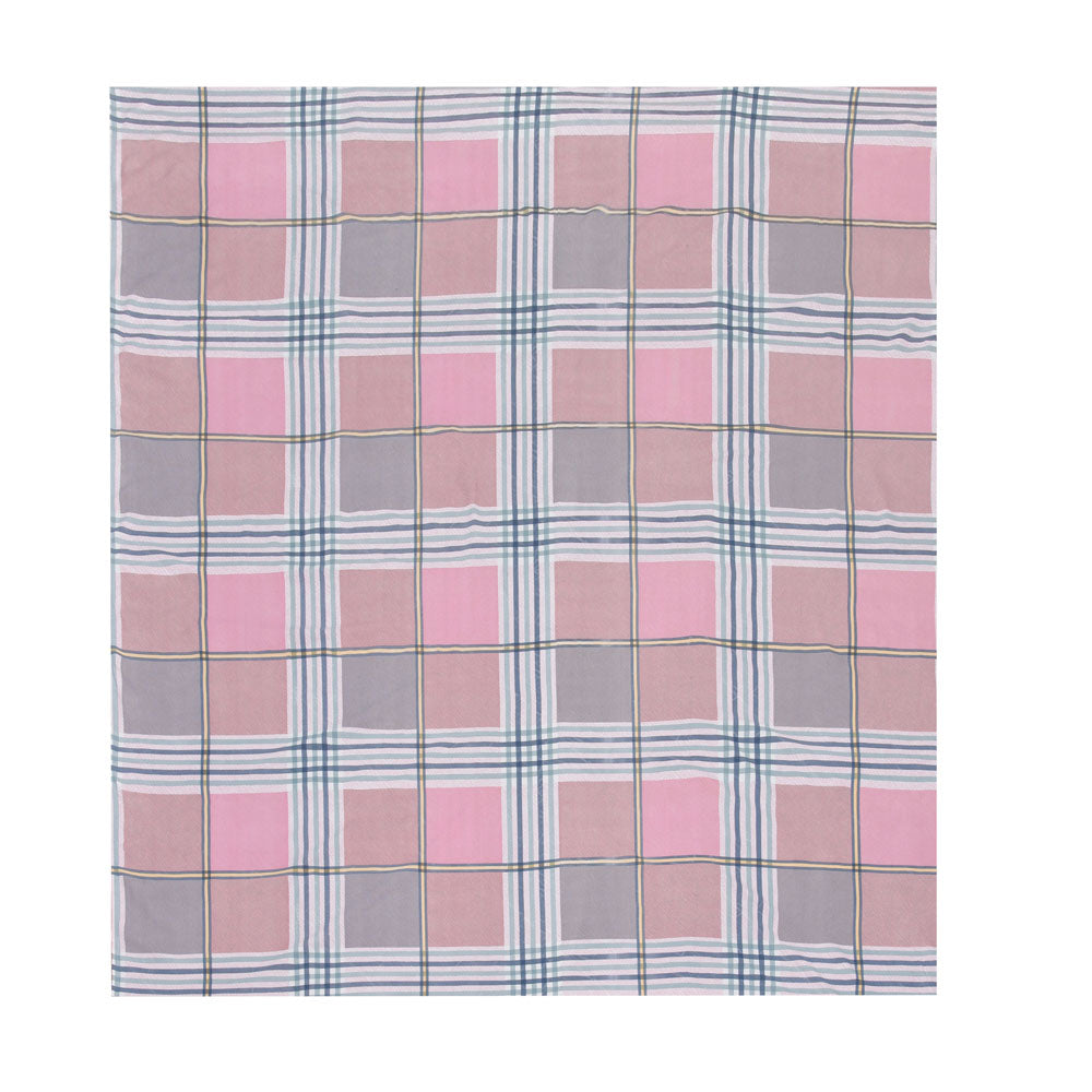 Checkered Polyester King Bedsheet with 2 Pillow Covers (Pink)