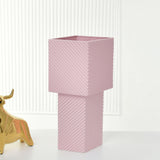 Nilkamal Decorative 2 Cube Fluted Design Dolomite Vase (Pink)