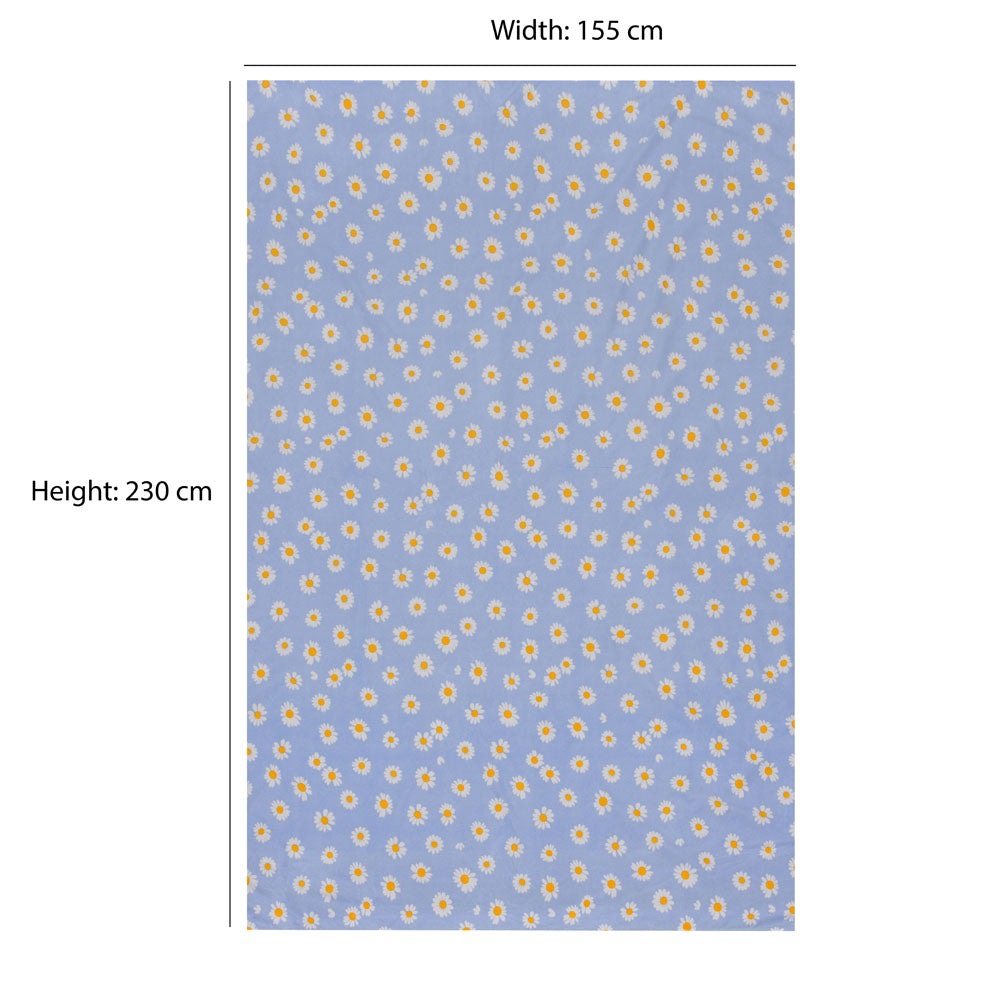 Floral Polyester Single Bedsheet with 1 Pillow Cover (Blue)