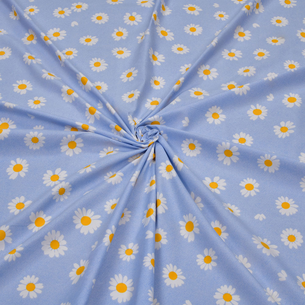 Floral Polyester Single Bedsheet with 1 Pillow Cover (Blue)