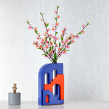 Decorative Arch Stairs Design Dolomite Vase (Blue & Orange)