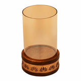 Lotus Jali Metal & Glass Small Candle Stand (Gold)