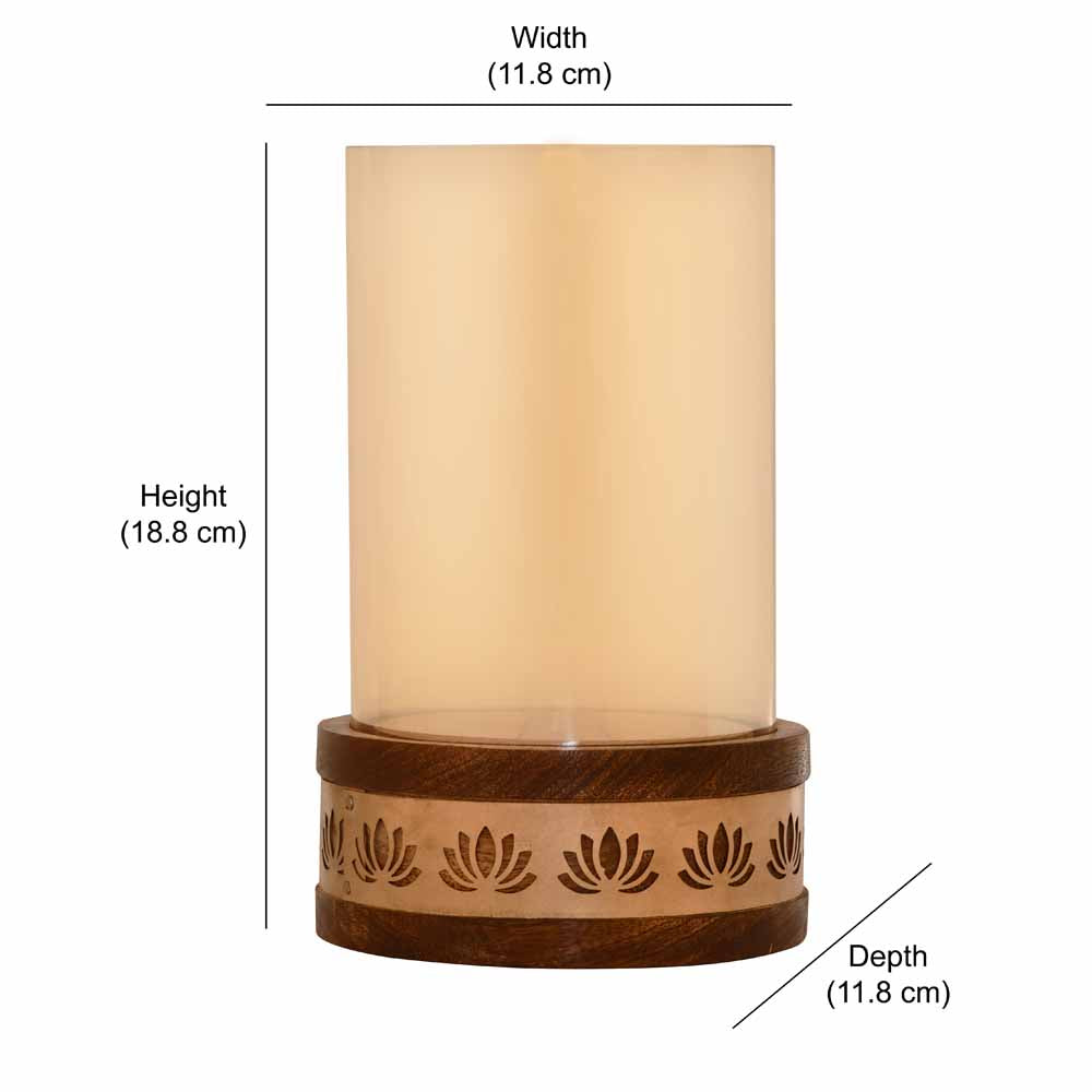 Lotus Jali Metal & Glass Small Candle Stand (Gold)