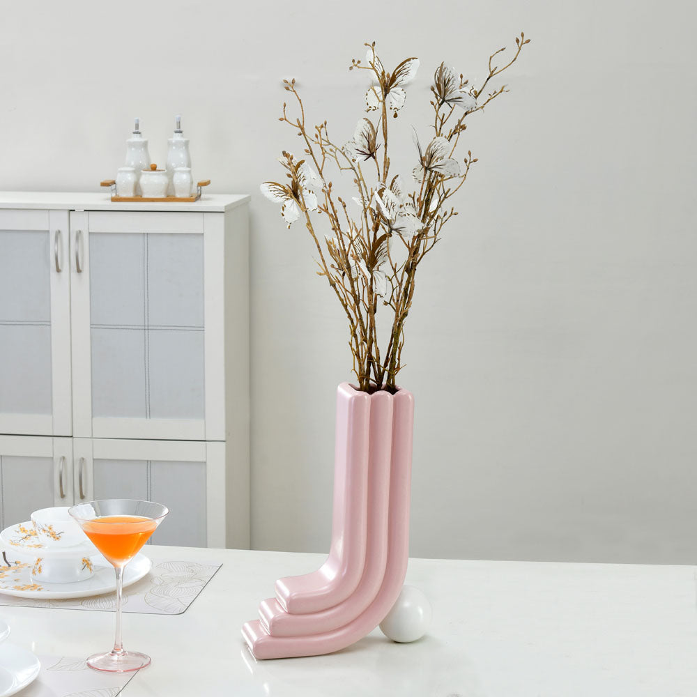 Decorative Half Arch With Ball Design Dolomite Vase (Pink)