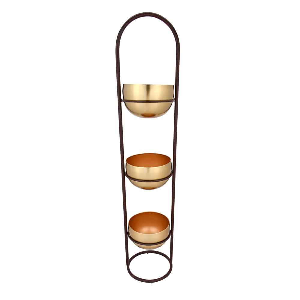 Three Layer Metal Planter (Brown & Gold)