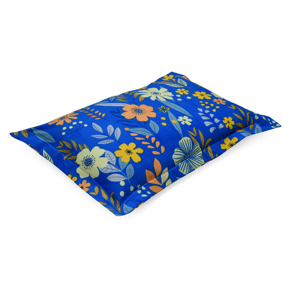 Floral Polyester Double Bedsheet with 2 Pillow Covers (Indigo)