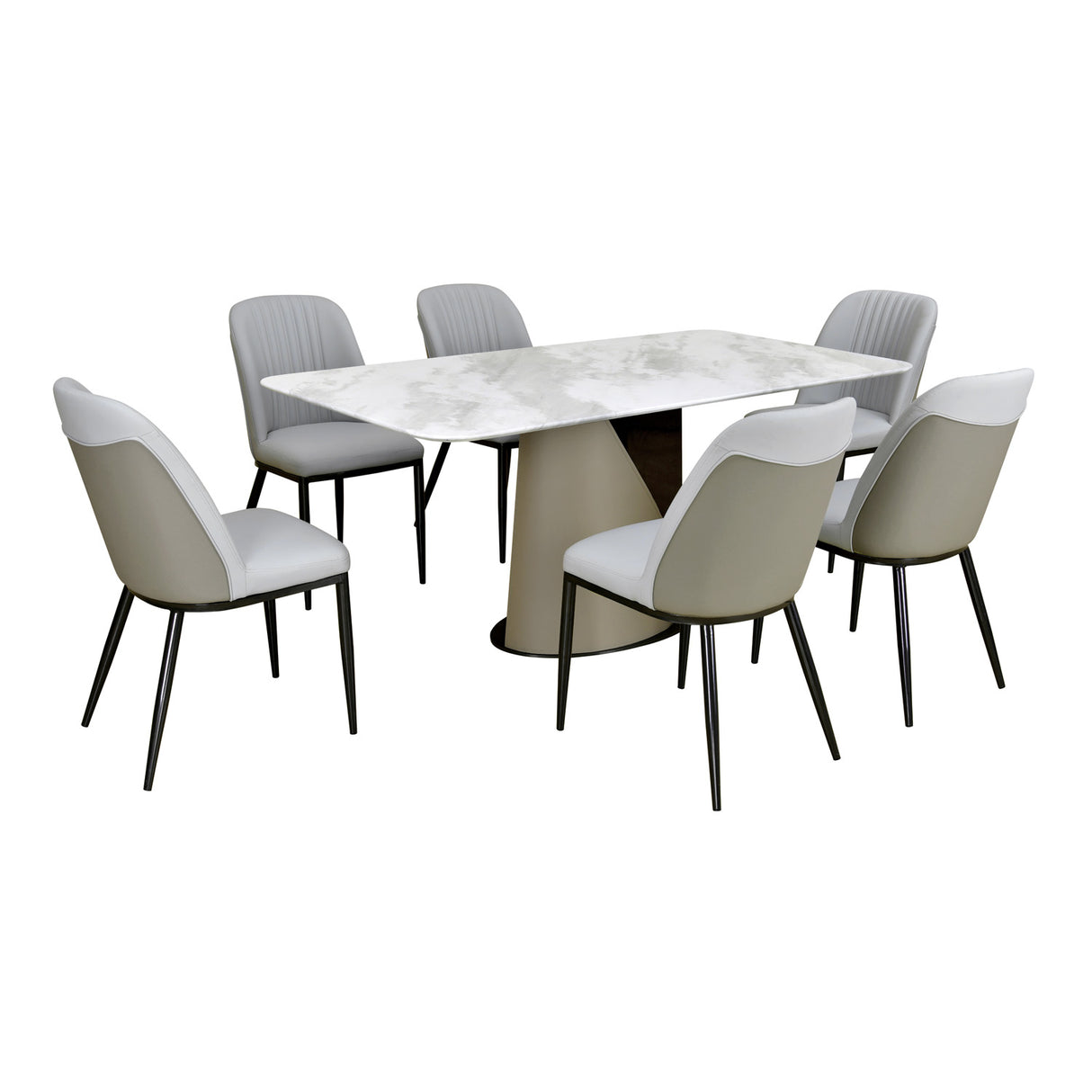 Blenda 6 Seater Dining Set (White, Beige & Grey)