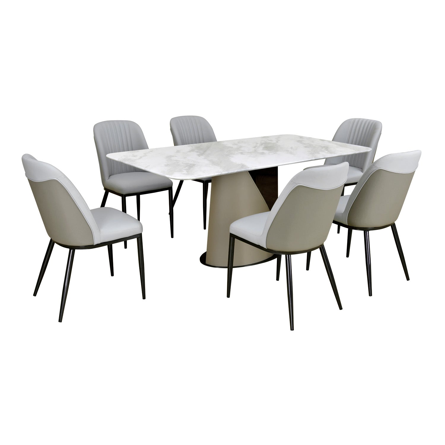 Blenda 6 Seater Dining Set (White, Beige & Grey)