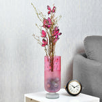 Hand-Painted Floral Frost Large Glass Vase (Pink)