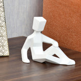 Man Sitting With Hand On Knee Dolomite Showpiece (White)