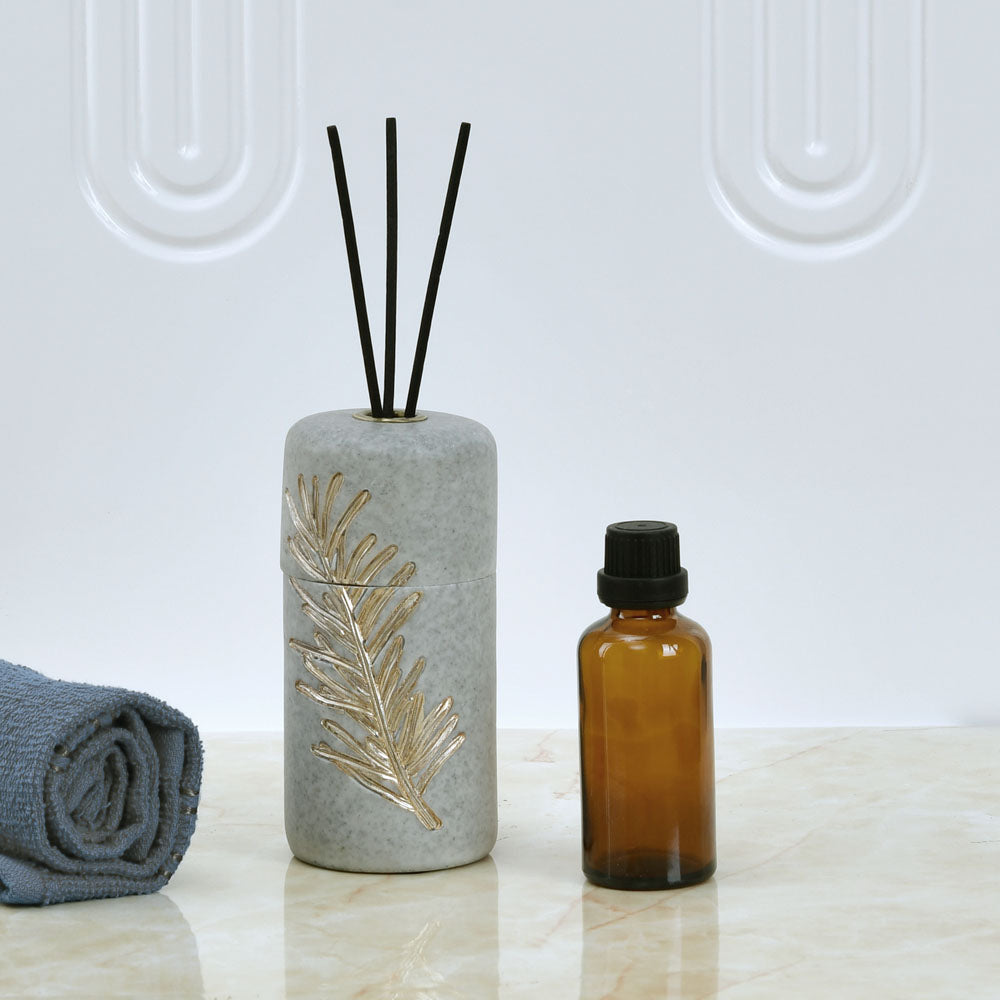 Decorative Reed Diffuser Storage Jar With 3 Sticks (Grey)