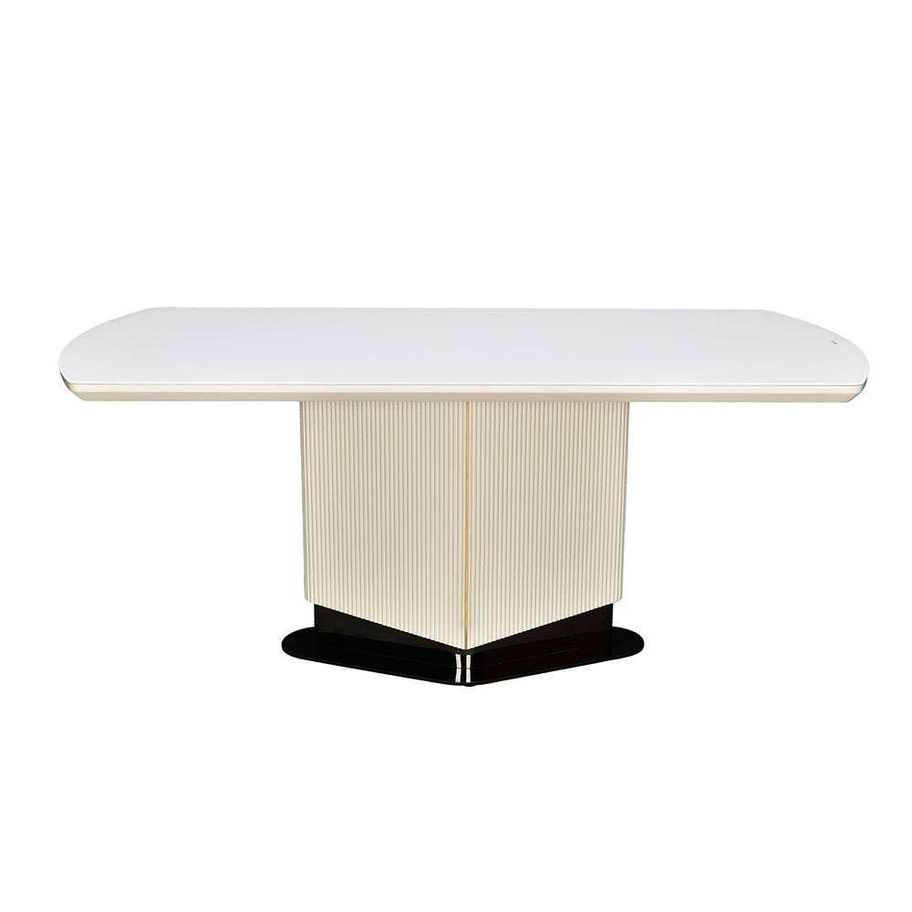 Gavyn 6 Seater Glass Top Dining Table (White)