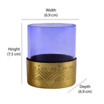 Decorative Metal & Glass Votive Set of 2 (Purple & Gold)