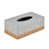 Wooden Finish Polyresin Rectangular Tissue Box (Grey)