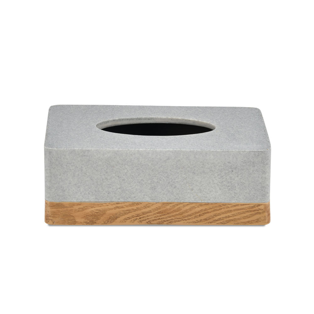 Wooden Finish Polyresin Rectangular Tissue Box (Grey)