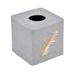 Leaf Design Polyresin Square Tissue Box (Grey)