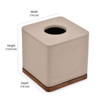 Leather Finish Polyresin Square Tissue Box (Cream)