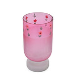 Hand-Painted Floral Frost Glass Candle Holder (Pink)