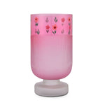 Hand-Painted Floral Frost Glass Candle Holder (Pink)