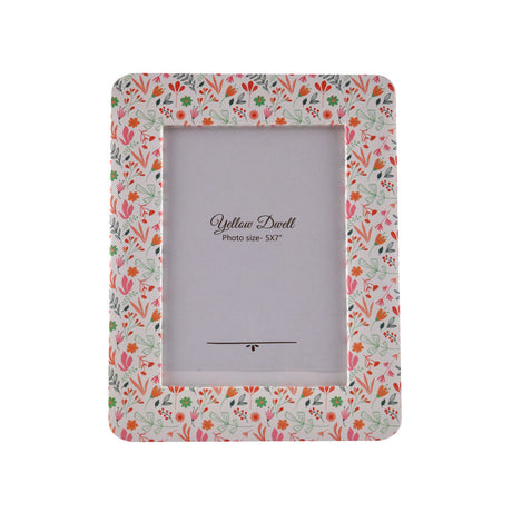 Floral Round Edges Table Photo Frame (Multicolor, 5 x 7 Inch)