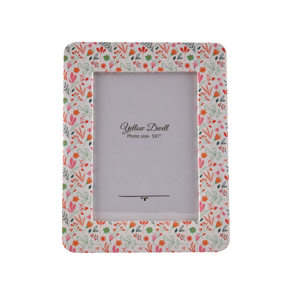 Floral Round Edges Table Photo Frame (Multicolor, 5 x 7 Inch)