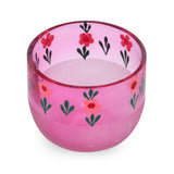 Hand-Painted Floral Glass Votive (Pink)