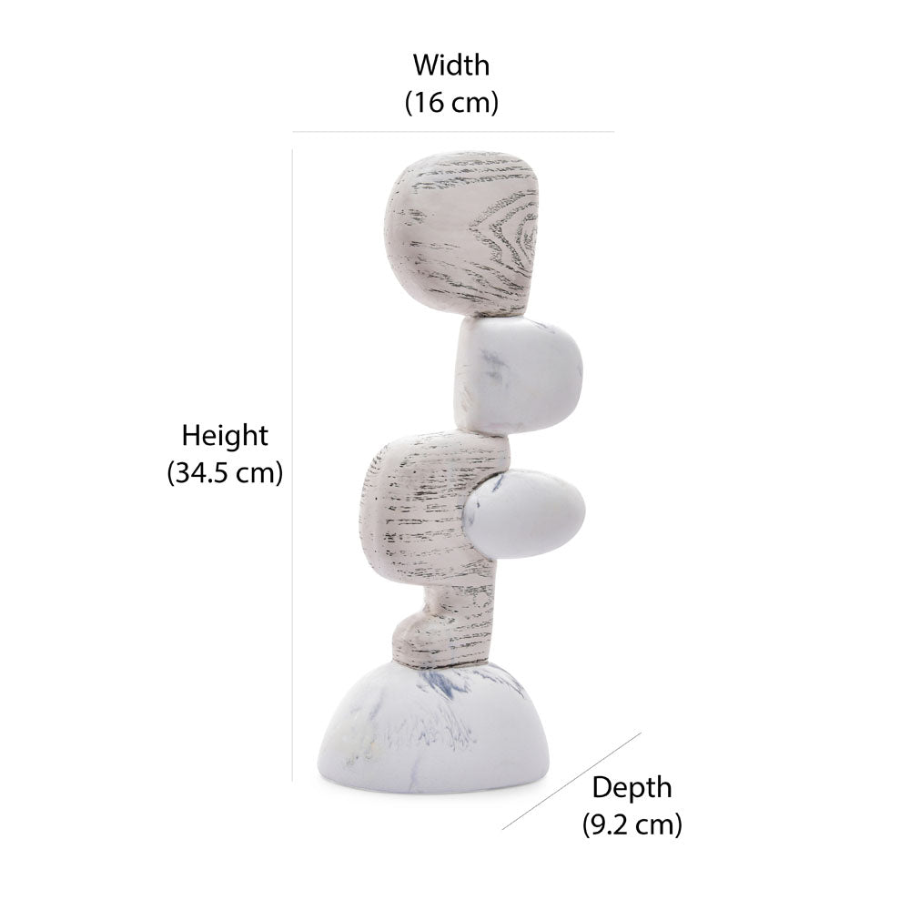 Pebbles Marble Finish Polyresin Table Decor Showpiece (White)