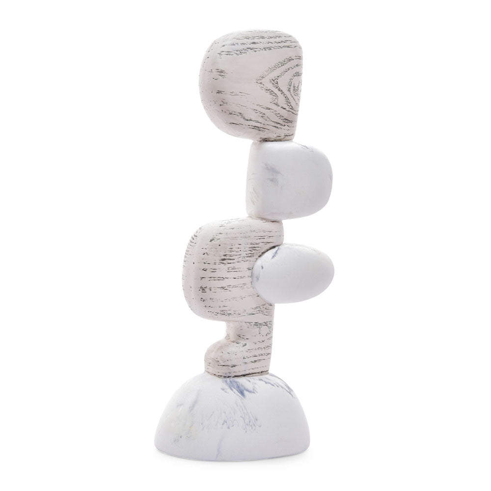 Pebbles Marble Finish Polyresin Table Decor Showpiece (White)