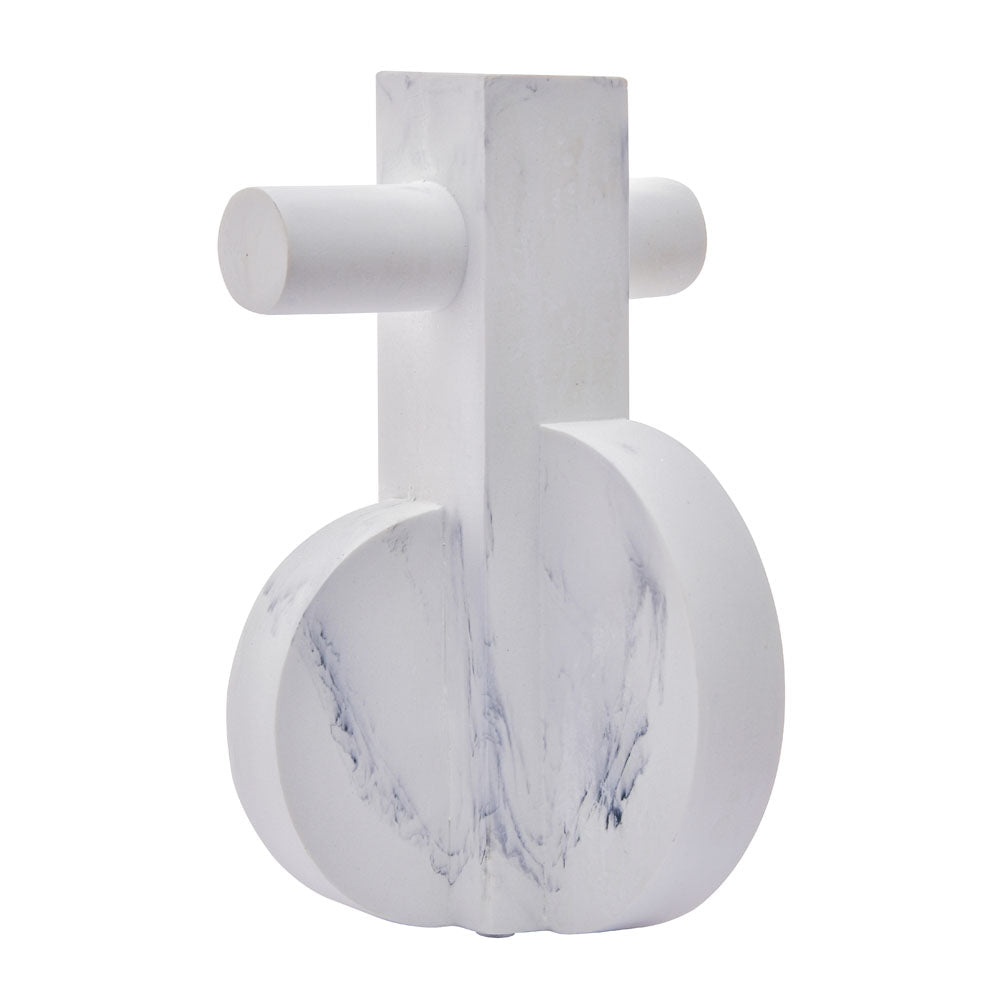 Abstract Marble Finish Polyresin Table Decor Showpiece (White)