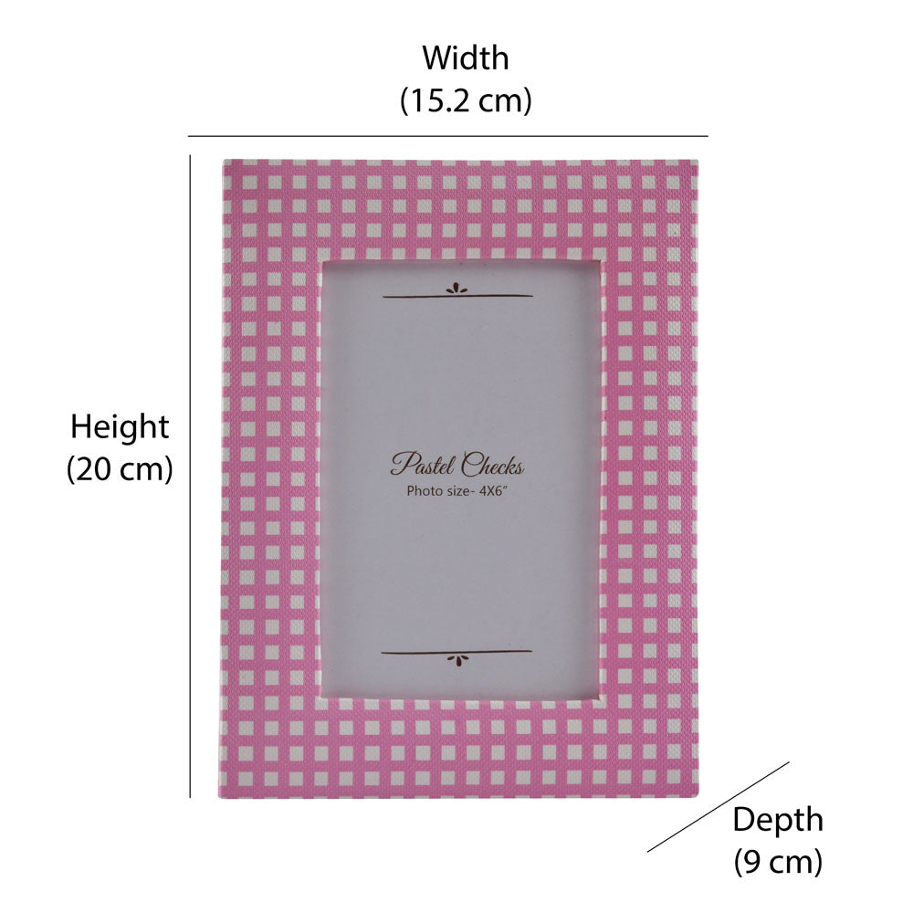 Checkered Table Photo Frame (Pink, 4 x 6 Inch)