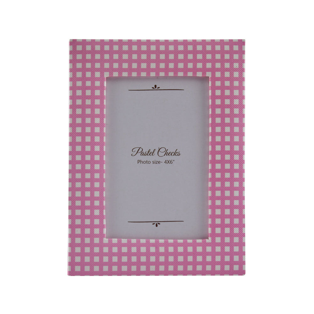 Checkered Table Photo Frame (Pink, 4 x 6 Inch)