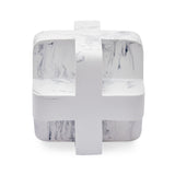 Cross Cube Marble Finish Polyresin Table Decor Showpiece (White)