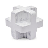 Cross Cube Marble Finish Polyresin Table Decor Showpiece (White)