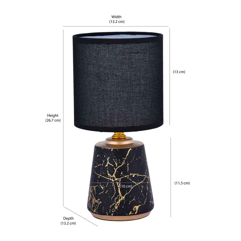 Marble Finish Ceramic Base Table Lamp (Black & Gold)