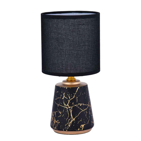 Marble Finish Ceramic Base Table Lamp (Black & Gold)