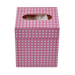 Checkered Mini Cuboid Tissue Box (Pink)