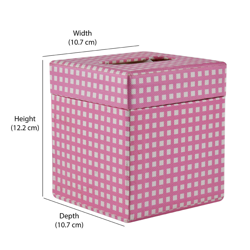 Checkered Mini Cuboid Tissue Box (Pink)