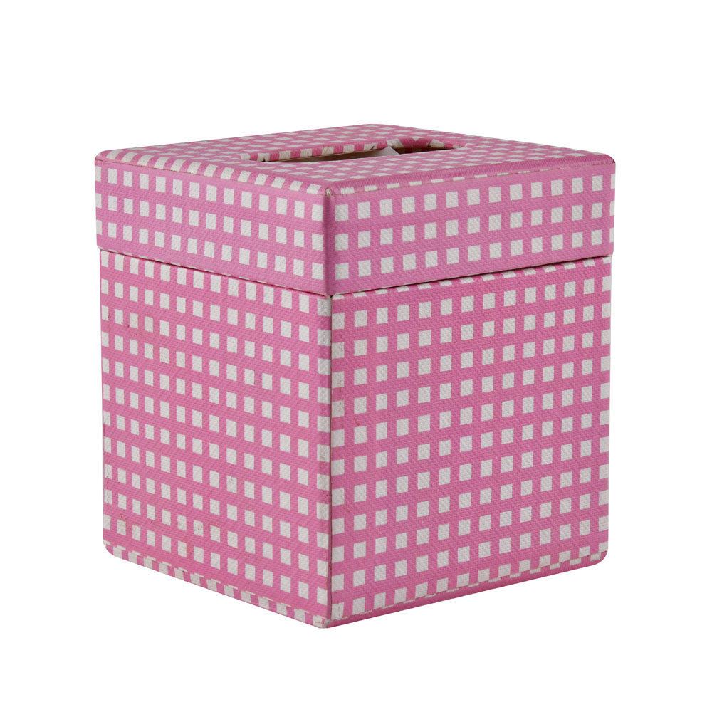 Checkered Mini Cuboid Tissue Box (Pink)