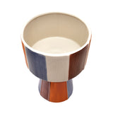 Stripes Design Decorative Dolomite Planter (Brown & Blue)