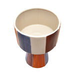 Stripes Design Decorative Dolomite Planter (Brown & Blue)