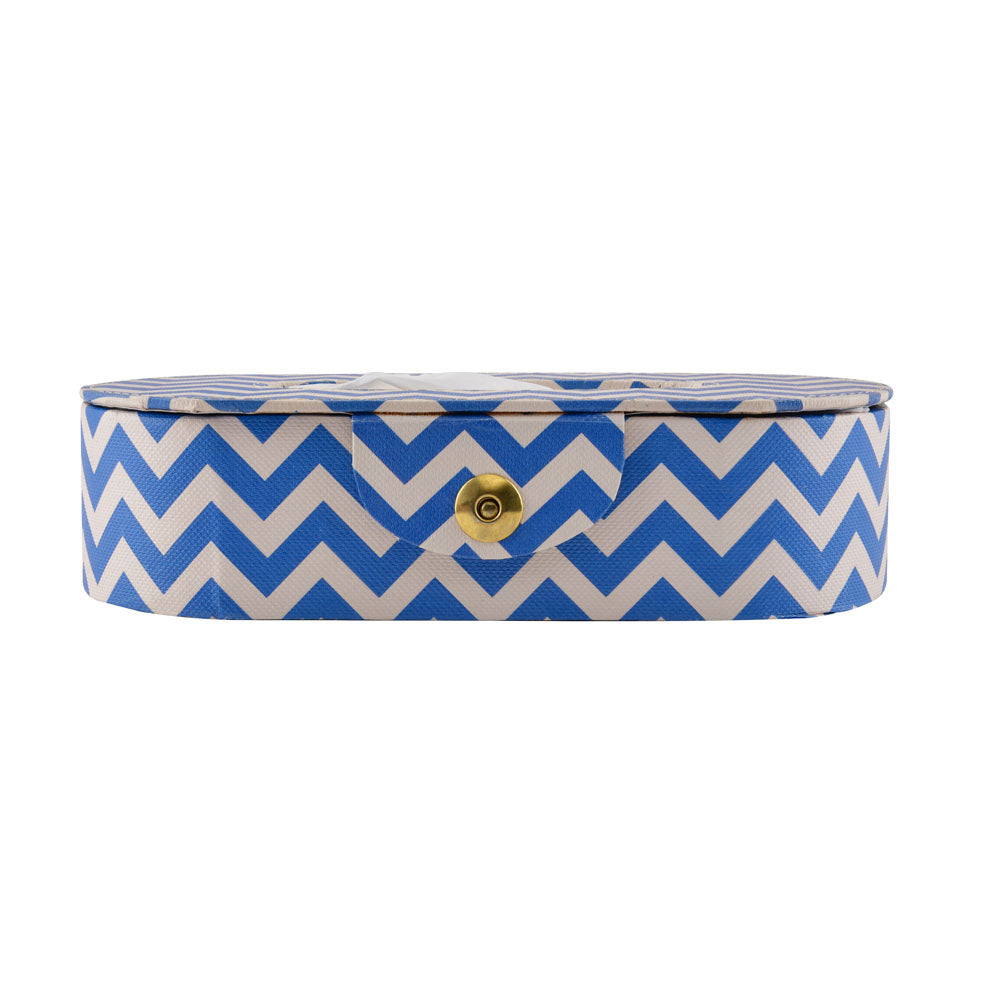 Chevron Design Oval Tissue Box (Blue)