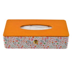 Floral Design Rectangular Tissue Box (Orange)