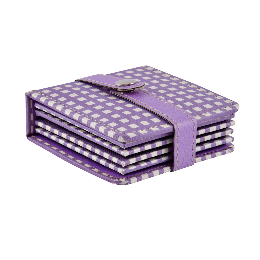 Checkered Design Coasters Set of 4 (Purple)