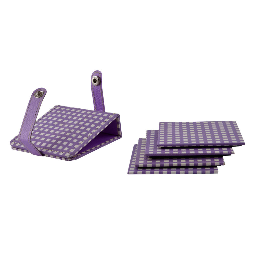 Checkered Design Coasters Set of 4 (Purple)