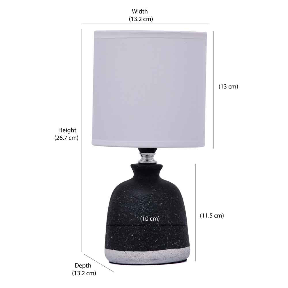 Stone Finish Ceramic Base Table Lamp (Black & White)