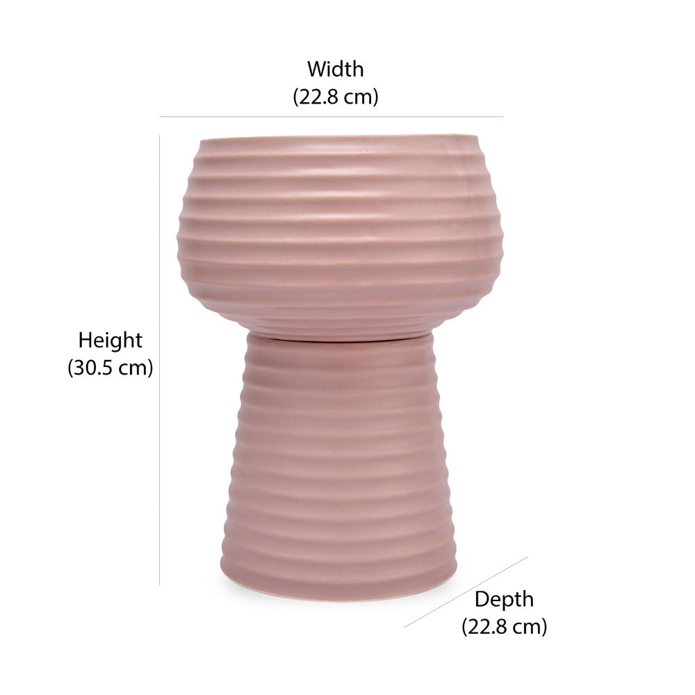 Fluting Design Decorative Dolomite Planter (Pink)