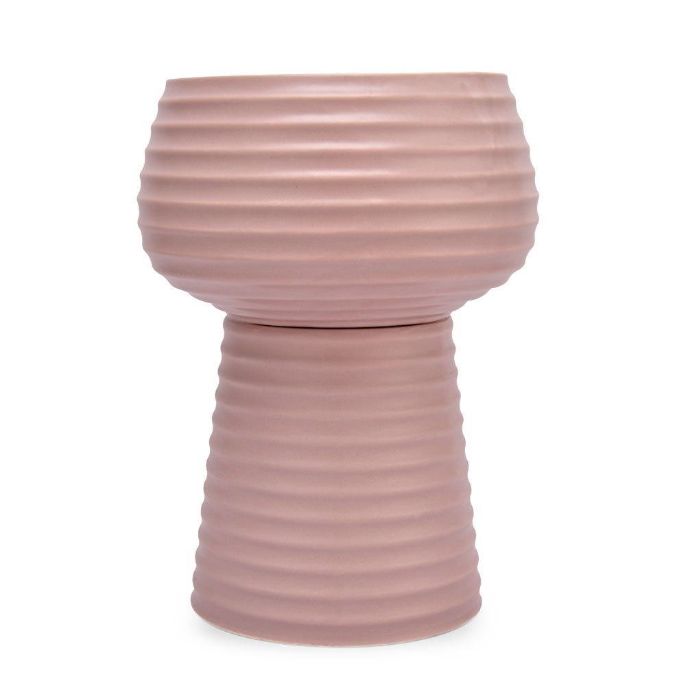 Fluting Design Decorative Dolomite Planter (Pink)